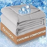 QUTOOL® Cooling Blankets for Hot Sleepers and Night Sweats All Season,Cooling Comforter Queen Size,Double-Sided Cool Technology Absorbs Body Heat Q-Max>0.4,Lightweight Breathable,Gray 90"x90"