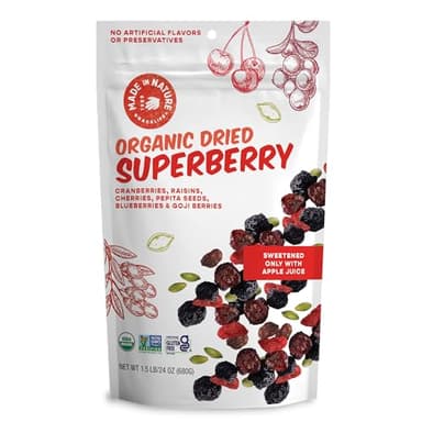 Made in Nature Organic Superberry Fruit Fusion, 24 Ounce (Pack of 1) – Fruit and Nut Trail Mix, Non-GMO, Unsulfured, Gluten Free