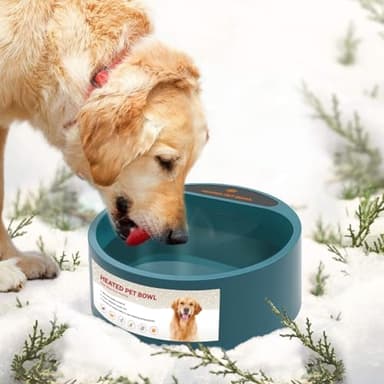 PETLESO Heated Water Bowl for Dogs, Heated Dog Bowl for Cats Birds Chickens Water Heater, Outdoor Pet Heating Dish Provides Drinkable Water in Frozon Winter, 2.2L