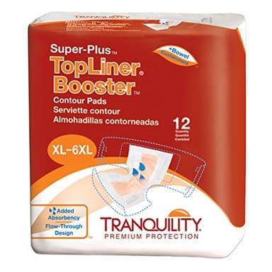 Tranquility Topliner Disposable Absorbent Booster Contour Pads for Bowel Incontinence - Super-Plus (32" X 14") - 96 Ct