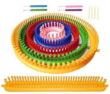 ALIMELT Round Knitting Loom Set Long Knitting Board Weave Loom Craft Yarn Kit DIY Tool Crochet Hooks Knitting Needles Hat Scarf Shawl Sweater Sock Blankets Knitter