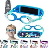 Vvinca Kids Goggles with Fabric Strap No Tangle Pain-Free Swim, Anti-Fog Swimming Pool Goggle No Leak for Toddlers Girls Boys