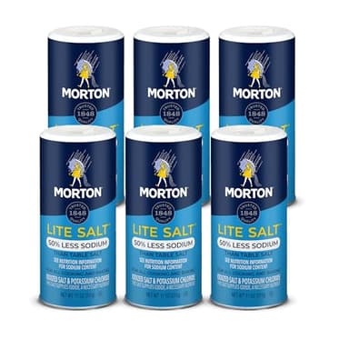 Morton Lite Salt, (11 oz), 6-Pack, Low Sodium Salt for Cooking, Seasoning & Baking