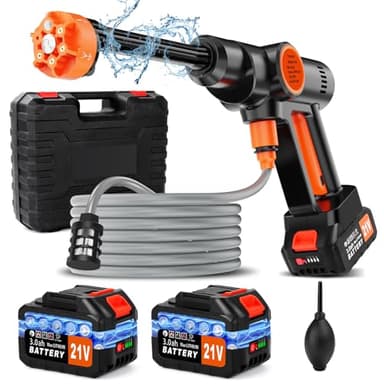 Cordless Pressure Washer Electric Battery Powered, Portable Car Pressure Washer Handheld with 6-in-1 Nozzle,17FT Drain Hose,Power Cleaner for Patio Floor Fence Deck Indoor