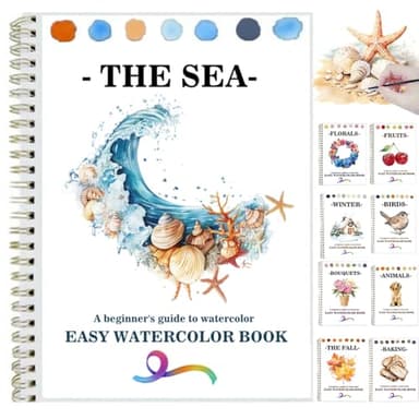 Watercolor Workbooks Coloring Book Beginner Friendly Painting Kit Easy Nature Scenes Paint Set Art Crafts for Creative Exploration Gift for Adults (Seaside, Without Palette)