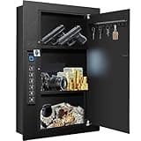 Biometric Wall Safe, Hidden Fingerprint Security Wall Safe, In Wall Safe Between Studs, Upgraded Biometric/Keypad/Key Access, Secure Handgun, Documents, Jewelry, Valuables