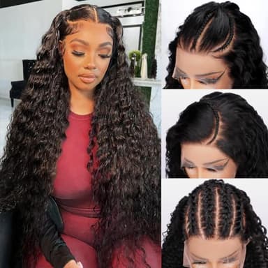 Newshion 13x6 Water Wave Lace Front Wigs Human Hair Pre Plucked Bleached Knots 220 Density Wet And Wavy Glueless Wigs Human Hair 28 Inch Hd Lace Frontal Wig With Baby Hair