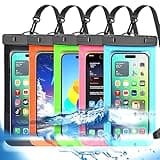 5 Pack Multicolor Universal Waterproof Phone Pouch, Large Phone Waterproof Case Dry Bag (Protection Level: IP68) Outdoor Sports for Apple iPhone,Samsung,and up to 7.5" (Black,Blue,Pink,Orange,Green)