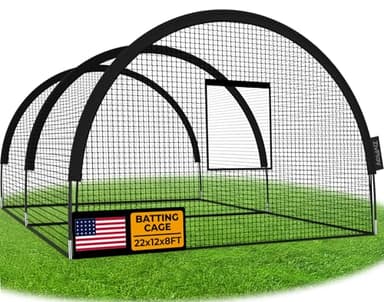 ZivPlay Baseball Batting Cage Net Batting Cages for Backyard Portable Pop Up Cage for Baseball and Softball 22ftx12ftx8ft with Pitching Machine Hole and Detachable Door