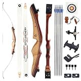 SOPOGER 54" Archery Set Adult Beginners - 20 lbs Takedown Recurve Bows for Adults Youth Teens Men Women Wood Longbow for Outdoor Target Arrow Practice Shooting Training