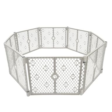 MyPet 8-Panel Paws Petyard, Gray Dog Playpen, Durable & UV-Resistant Puppy Playpen, Indoor/Outdoor Portable Dog Pen, Adjustable for Your Pet's Comfort, Friendly Design for Happy Pets