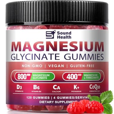 5 in 1 Magnesium Glycinate Gummies, 1400mg from Magnesium Glycinate, L-Threonate & Vitamin B6, Magnesium Complex for Women, Third-Party Tested, 120 Gummies, Non-GMO
