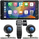 WEUASTE Motorcycle Camera, 5.5 Inch Motorcycle Carplay/Motorcycle Android Auto Touch Screen, Motorcycle Dash Cam, Motorcycle GPS Navigation System, Waterproof, Siri & Google Voice, Free 128G TF Card