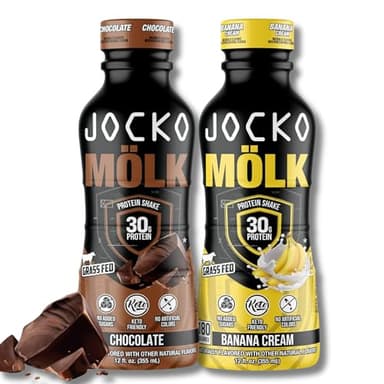 Jocko Fuel Mölk RTD Protein Shakes Bundle - Chocolate & Banana Cream (24 Pack Total)