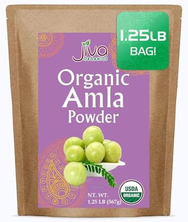 Organic Amla Powder 1.25 LB (20oz) - Pure, Lab Tested, Gluten Free, Non-GMO, Pure Amalaki Powder From India, Vitamin C, Bulk Bag, 100% Raw & Natural - by Jiva Organics