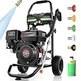 Imdot 4200PSI Gas Pressure Washer, 4.0GPM Heavy Duty Power Washer with 212CC 7.0 HP, 5 Nozzles, 25ft Hose & 0.5Gal Soap Tank,for Cleaning Car Driveways Fence Furniture, EPA/CARB/ETL Compliant (Black)