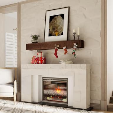 Heimlove Fireplace Mantel Shelf 48 Inch,Handmade Rustic Solid Wood Mantles for Over Fireplace,Wall Mounted Floating Fireplace Mantel Shelf for Living Room Decor,48"x 8"x 6"-Dark Walnut