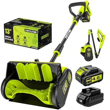 VOTLEMI 40V Cordless Snow Shovel, 13 Inch 4.0Ah Electric Snow Shovel with Directional Plate, Brushless Cordless Snow Blower for Pathway, Patio, Deck, Driveway, Green