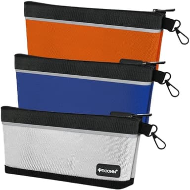 TICONN Tool Pouches with Zipper, 1680D Oxford Small Tool Bags, Waterproof Utility Bag Zipper Pouch for Tool Organizers and Storage (3 Pack Small)