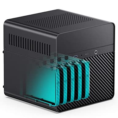 JONSBO N2 Black NAS ITX Case 5+1 Disk Bays Mini Aluminum Case, Built-in 12cm Fan, SFX Power Bite (L150mm Max.), Support 65mm CPU Cooler, Integrated Upper Cover Removable,Black