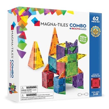 Magna-Tiles Combo 62-Piece Magnetic Construction Set, The Original Magnetic Building Brand