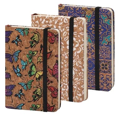 BOBO RABBIT 3 Pack Pocket Journal Notebooks Small Mini Notebook for Note Taking Little Compact Size Hardcover Cork Notepads for School Office Traveler Diary, 3.7"x5.7", Total 600 Pages