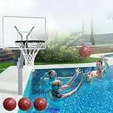 PROGOAL Pool Basketball Hoop In-Ground Removable Adjustable Height Rust-Resistant Aluminum Alloy Poolside Basketball Hoop with Acrylic Clear Backboard &18 Inch Aluminum Rim for Backyard(Silver)