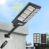 Mejiulug Solar Street Lights Outdoor Waterproof, 80000LM, Dusk to Dawn Solar with Motion Sensor and Remote Control, LED Flood Light, Luces solares para exteriores, Suitable for courtyards, Garage.