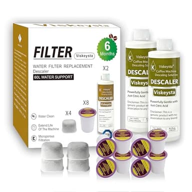 Viskeysta 6-Month Maintenance Kit for Keurig: 2 Descalers + 4 Filters + 8 Cleaning Pods, Compatible with Keurig Classic/1.0/2.0 K-Cup Coffee Makers