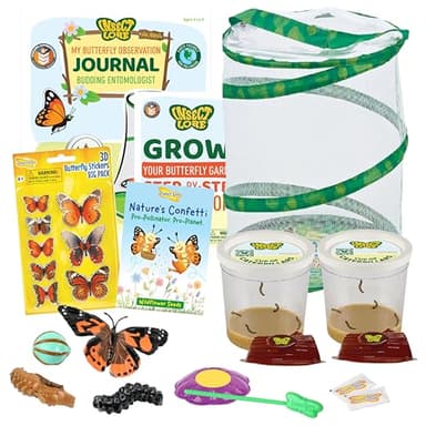 Insect Lore Butterfly Garden Kit with Live Caterpillars – Grow 10 Painted Lady Butterflies - STEM Learning Activity, Habitat with Journal, Stickers, Seeds & Figurines - As Seen on TV