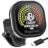 Wegrower Guitar Tuner Rechargeable, Clip On Tuner with LCD Color Display with Guitar, Ukulele, Violin and Chromatic Tuning Modes, Tuners for Musical Instruments