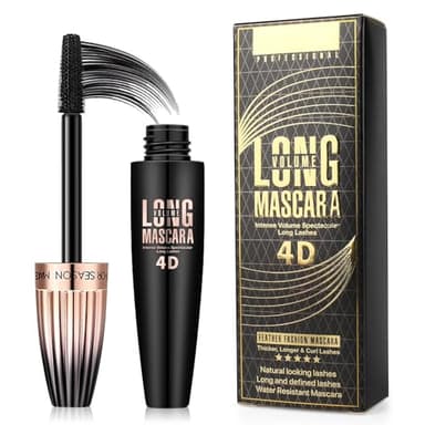 4D Silk Fiber Lash Mascara, Waterproof Long Lasting Mascara Black Volume and Length Natural, Exquisitely Full, Lengthening Thickening Softer Fuller Lashes Amplify Smudge-Proof Eyelash Mascaras,1 Pack