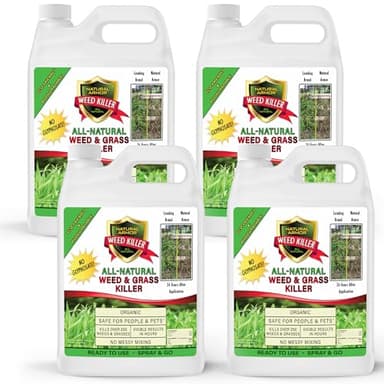 Natural Armor Weed and Grass Killer All-Natural Concentrated Formula. Contains No Glyphosate (1 Case of 4 Gallon Refills)