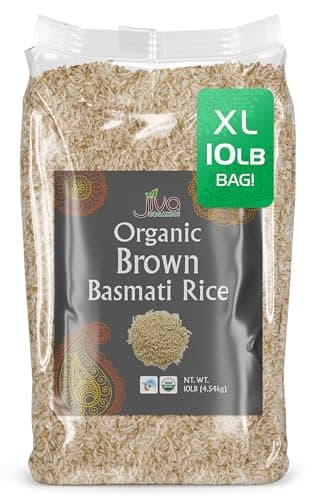 Jiva Organic Brown Basmati Rice 10 Pound Bag - Premium Quality from India