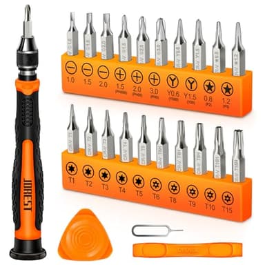 JOREST 24Pcs Small Precision Screwdriver Set with Torx T5 T6 T8 T9, Y00, Star P5, Mini Repair Tool Kit for Macbook, Computer, Laptop, iPhone, PS4 PS5, Xbox, Switch, Eyeglasses, Watch, Ring Doorbell