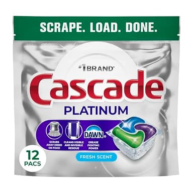 Cascade Platinum Dishwasher Pods, Dishwasher Detergent, Dish Detergent Soap, Fresh, 12 count