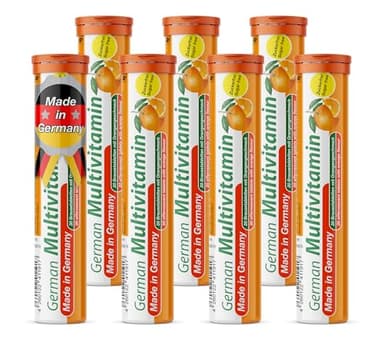 T&D German Multivitamin Drink Effervescnet Tablets 140 Servings Orange Flavour - Vitamin C, E, B1, B2, B6, B12, Biotin, Folic Acid, Niacin, Pantothenic Acid Pharma – Made in Germany