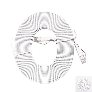 REXUS Cat 6 White Flat Shielded Ethernet Network Cable (15 FT), High Speed 10Gbps LAN Wires Internet Patch Cable with RJ45 Connector Faster Than Cat5/Cat5e (C6F50B)