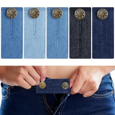 5 Pcs Denim Pants Extender,Maternity Jeans,Jeans Button Extender,Fit for Pants Jeans Trousers Skirt Adjustable Waistband Extender,with Metal for Women Men(5 Colors)