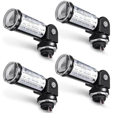 Riakrum 4-Pack Dusk to Dawn/Day Night Sensor Photoelectric Switch 120v Waterproof Photocell Sensor for Outdoor Lighting Swivel Mount Conduit Lighting Control for Wall Porch Light