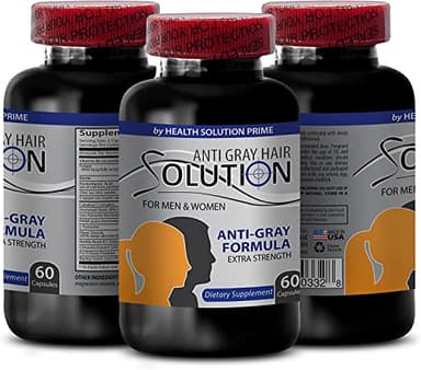 Gray Hair Reversal Pills - biotin Supplement - Anti Gray Hair Solution - Energy Vitamin, biotin Supplement, Hair Growth Products, Biotin for Gray Hair Prevention, Natural Hair Products, 1 Bot 60 Caps