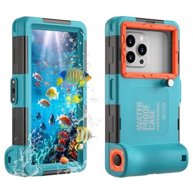 Underwater Phone Case for Snorkeling, [50ft/15M] Professional Waterproof Scuba Diving Phone Case for All iPhone/Galaxy Phone/Google Pixel Phone (NOT for Ultra-Thin/Multi-Folding Screen) [Blue]