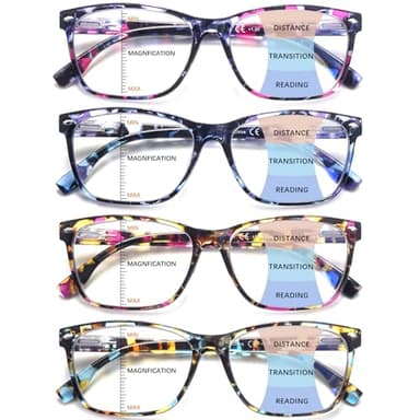 CLASAGA Progressive Multifocus Reading Glasses for Women, Pattern Print Blue Light Block Stylish Ladies Computer Readers (pattern design, 2.0, x)