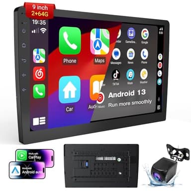 Haudio 9" Double Din Car Stereo with Wireless Apple CarPlay & Android Auto | 9-Inch HD Touchscreen | Bluetooth, GPS Navigation, Backup Camera | Universal Fit for All Cars