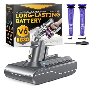 CELLPOW 8000mAh V6 Battery Replacement Compatible with Dyson V6 (Animal/Absolute/Motorhead/Fluffy/SV03/SV04/SV05/SV06 /SV07/SV09/DC58/DC59/DC61/DC62/DC72/DC74) Cordless Vacuum Cleaner