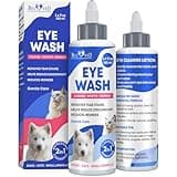 Cat & Dog Eye Wash Drops & Tear Stain Remover, Cleaner | Eye Infection Treatment Helps Prevent Pink Eye, Relief Allergies Symptoms, Runny, Dry Eyes - Safe for Small Animals (Eye Drops)