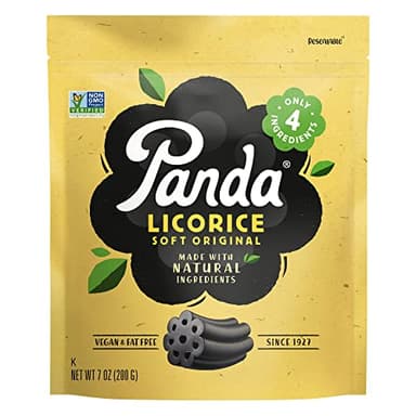 Panda ® | Natural Soft Original Licorice | Pure Panda Black Licorice Candy Made with Only 4 Natural Ingredients | Non-GMO Project verified | Vegan & Fat Free | 200 G - 7 OZ x 4 – Resealable Bags Pack