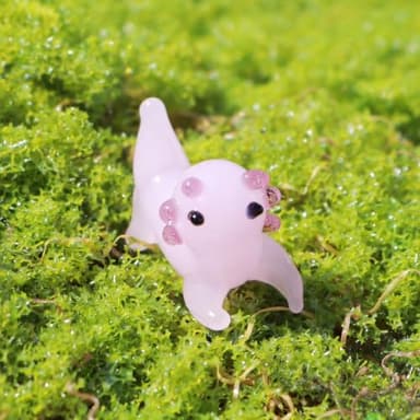 Crrezhai Mini Crystal Animal Decor Tiny Glass Statue Garden Room Ornament Hand-Blown Glass Collectible Figurines Axolotl