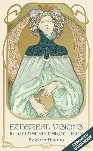 Ethereal Visions Illuminated Tarot Deck: Elegant 80-Card Art Nouveau Tarot Deck with Gold Foil, Full-Color 140-Page Guidebook, Hand-Drawn Illustrations – Ideal for Beginners & Collectors
