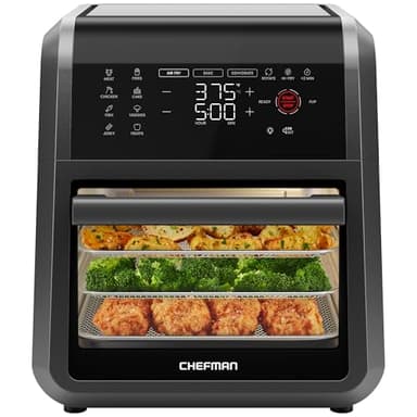 Chefman 12-Quart 5-in-1 Air Fryer Oven with Digital Timer, Touchscreen, and 12 Presets - Family Size Countertop Convection Oven, Dishwasher-Safe Parts